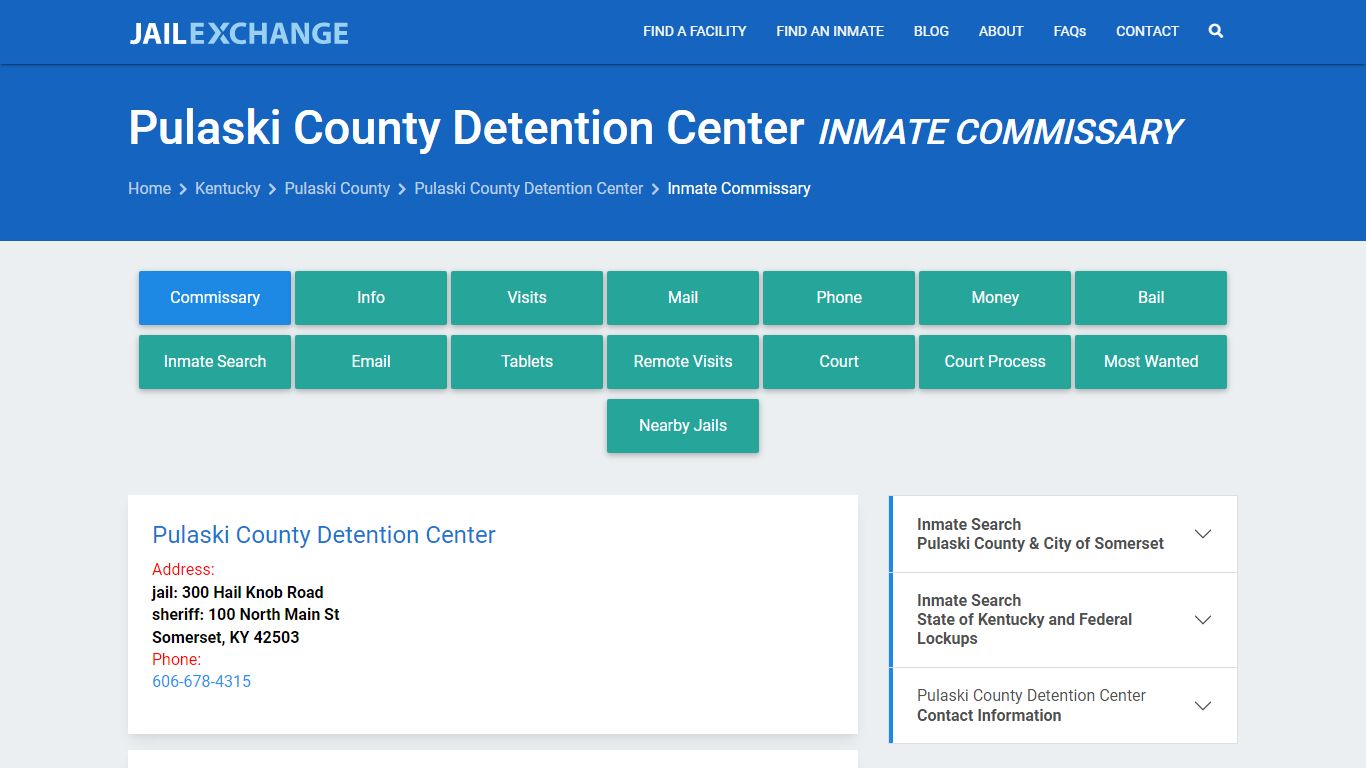Pulaski County Detention Center Inmate Commissary - Jail Exchange
